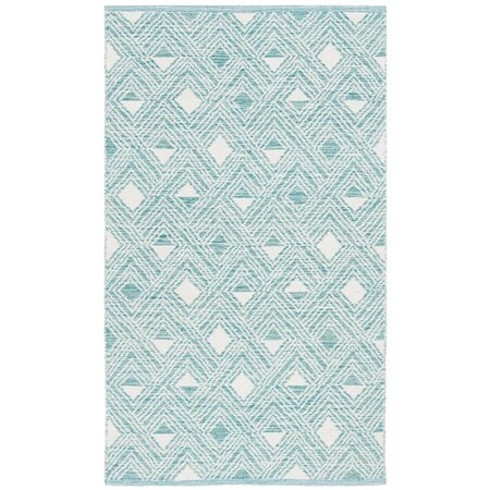 Safavieh 3 x 5 ft. Small Rectangle Montauk Hand Woven RugAqua & Ivory MTK614H-3